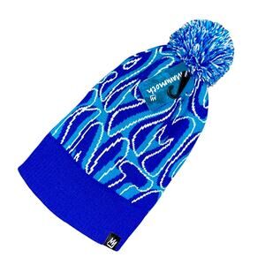 NWT 2024 Mammoth Mountain Official Adult Beanie Sport Blue Pom Knit Cap Hat